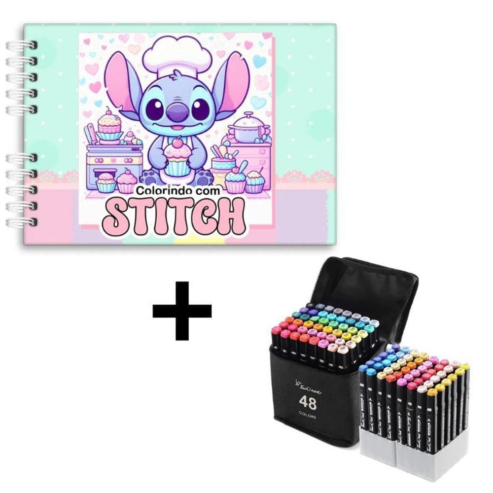 Livro Colorir Stitch 50 Página 180G Capa Dura Cor Verde