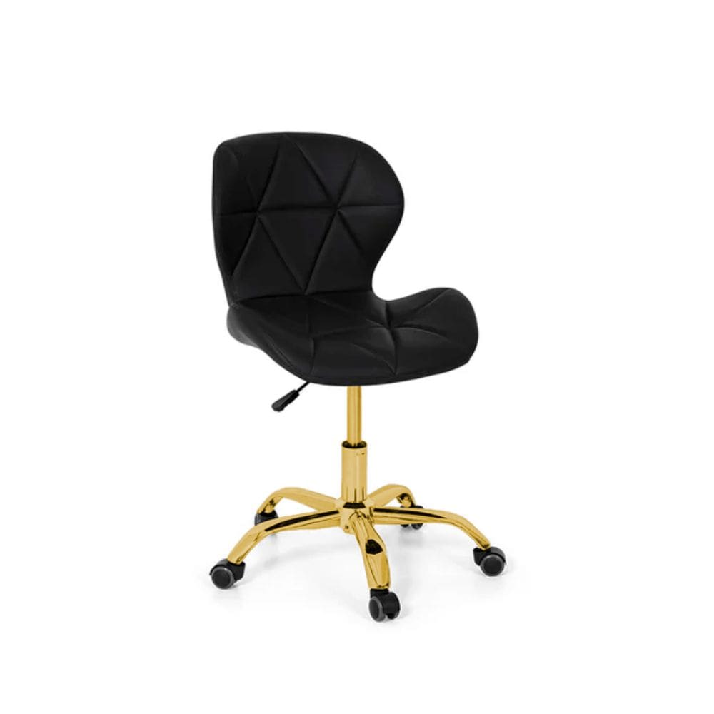 Cadeira Office Eiffel - Botonê | Preta - Dourado Brilho