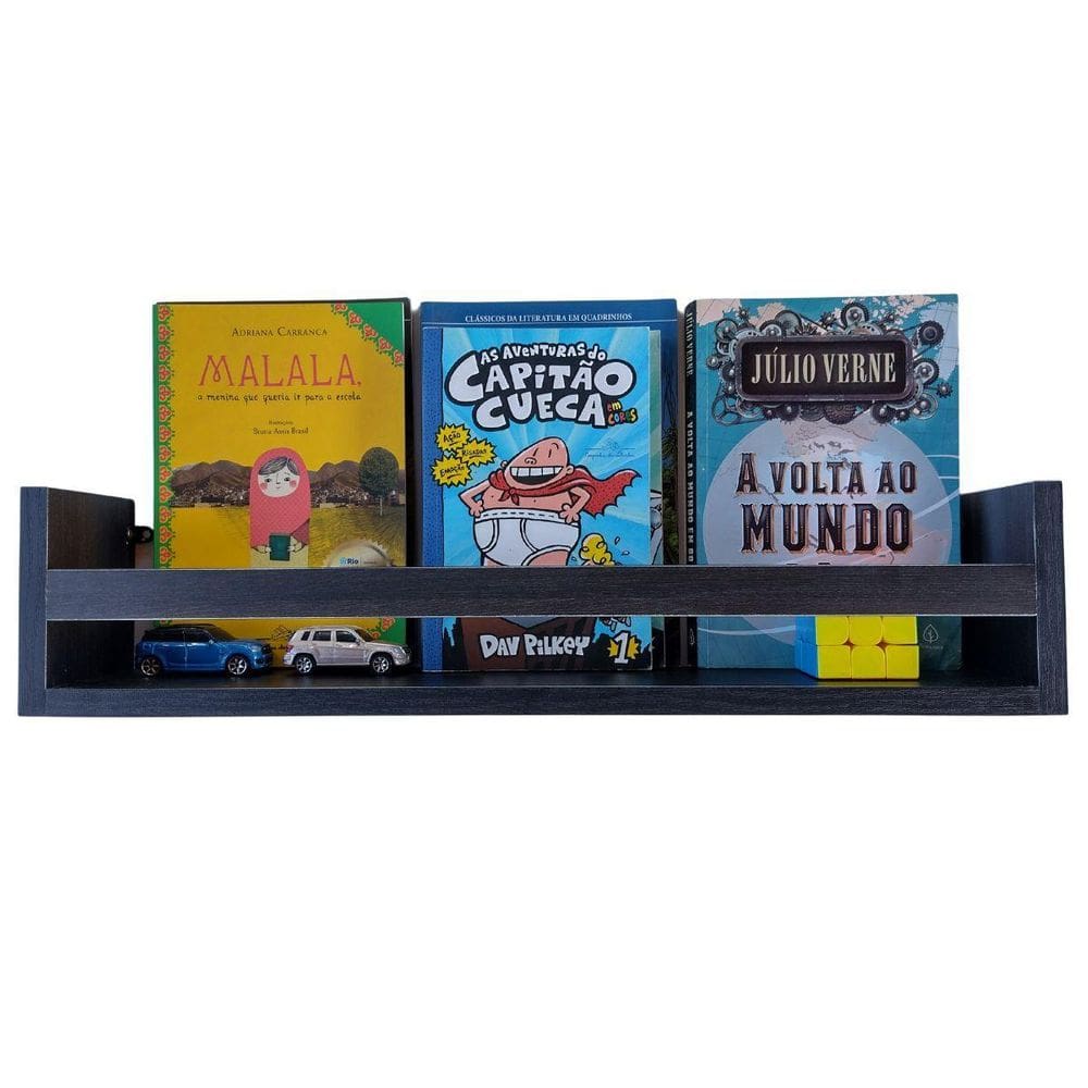 1 Prateleira Preta Decoração Quarto Bebê Estante Porta