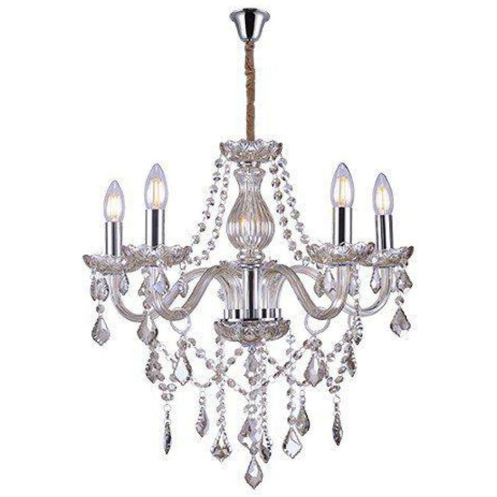 Lustre Glam Maria Tereza Champanhe 5 Braços E14 Taschibra