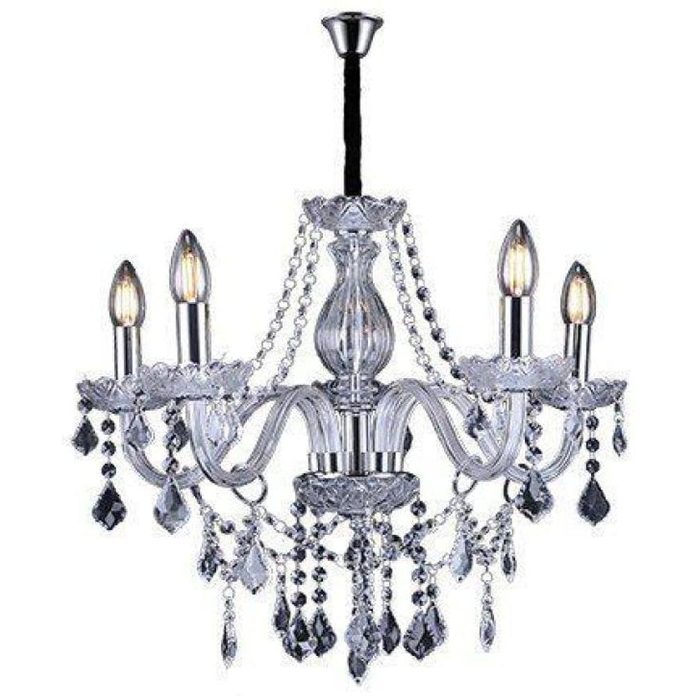 Lustre Glam Maria Tereza Transparente 5 Braços E14 Taschibra