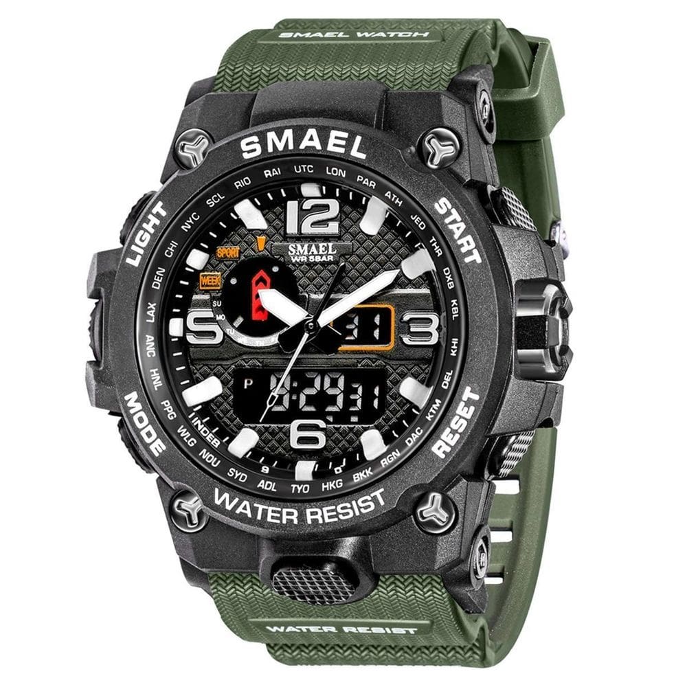 Relógio Masculino Smael Anadigi 1545D Verde E Preto