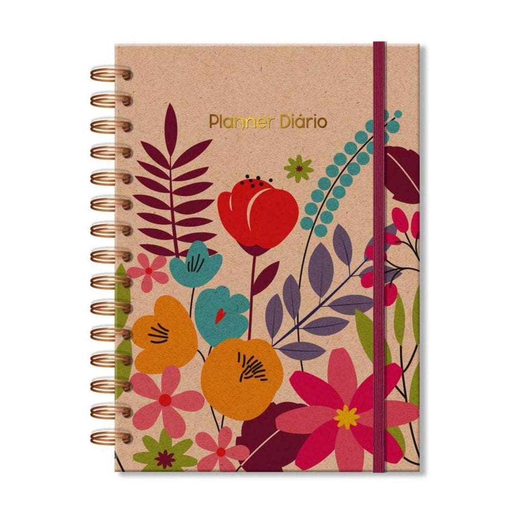Planner Diario Floral Kraft Fina Ideia