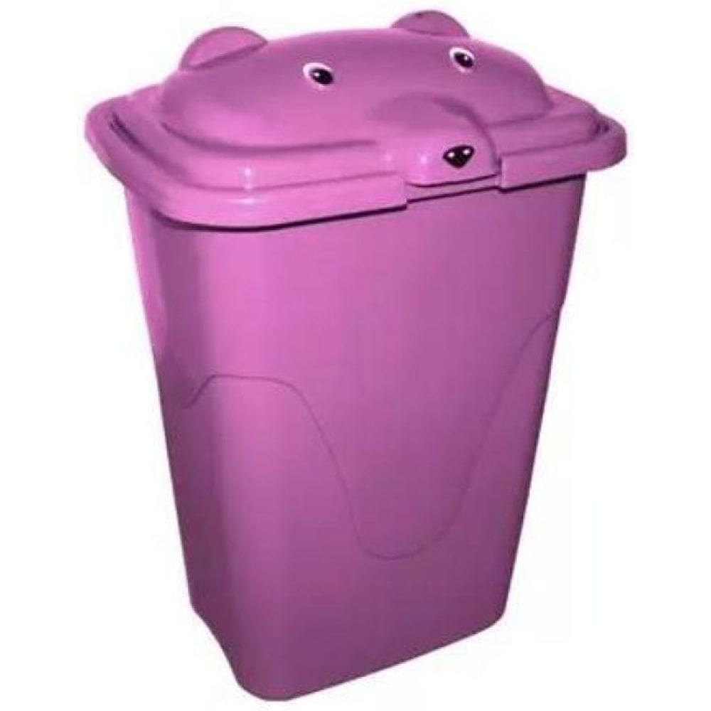 Cesto De Roupas Multiuso Infantil Com Tampa De Ursinho Rosa