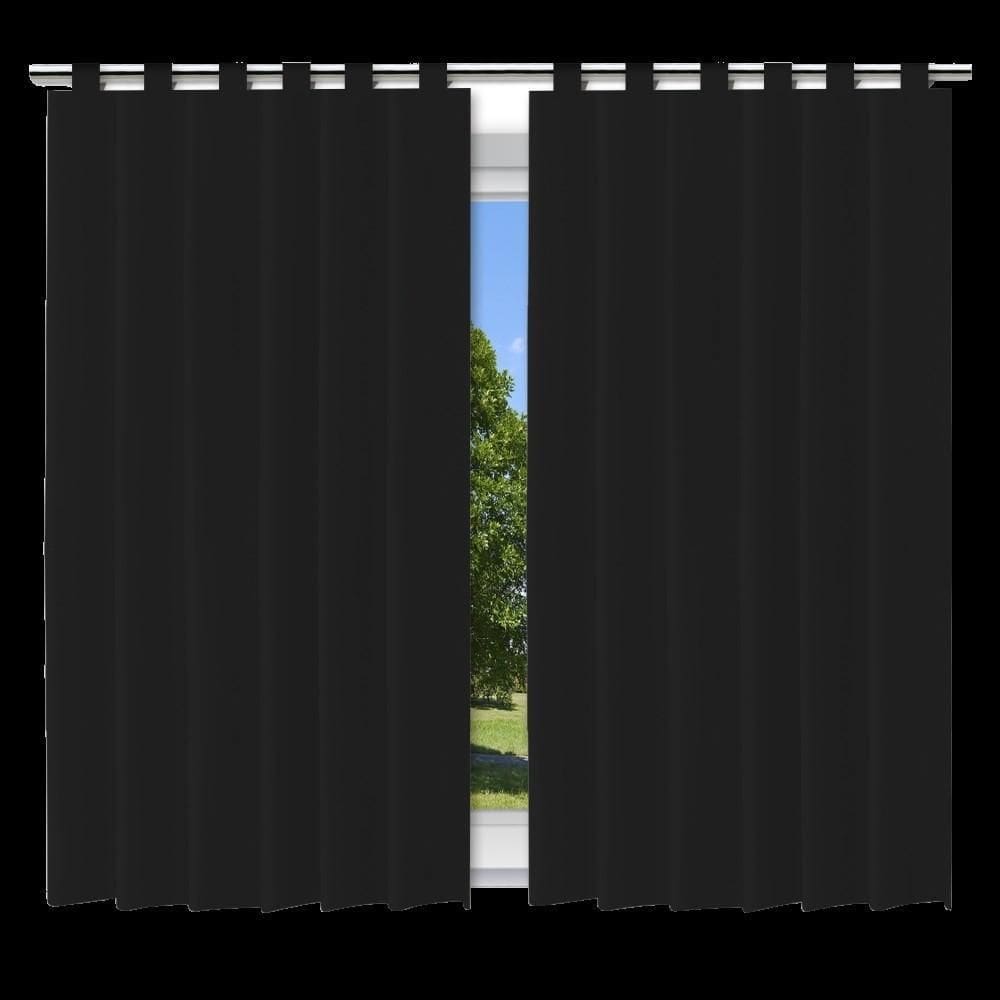 Cortina Blackout Preto 280X280Cm Com Alça Para Varão