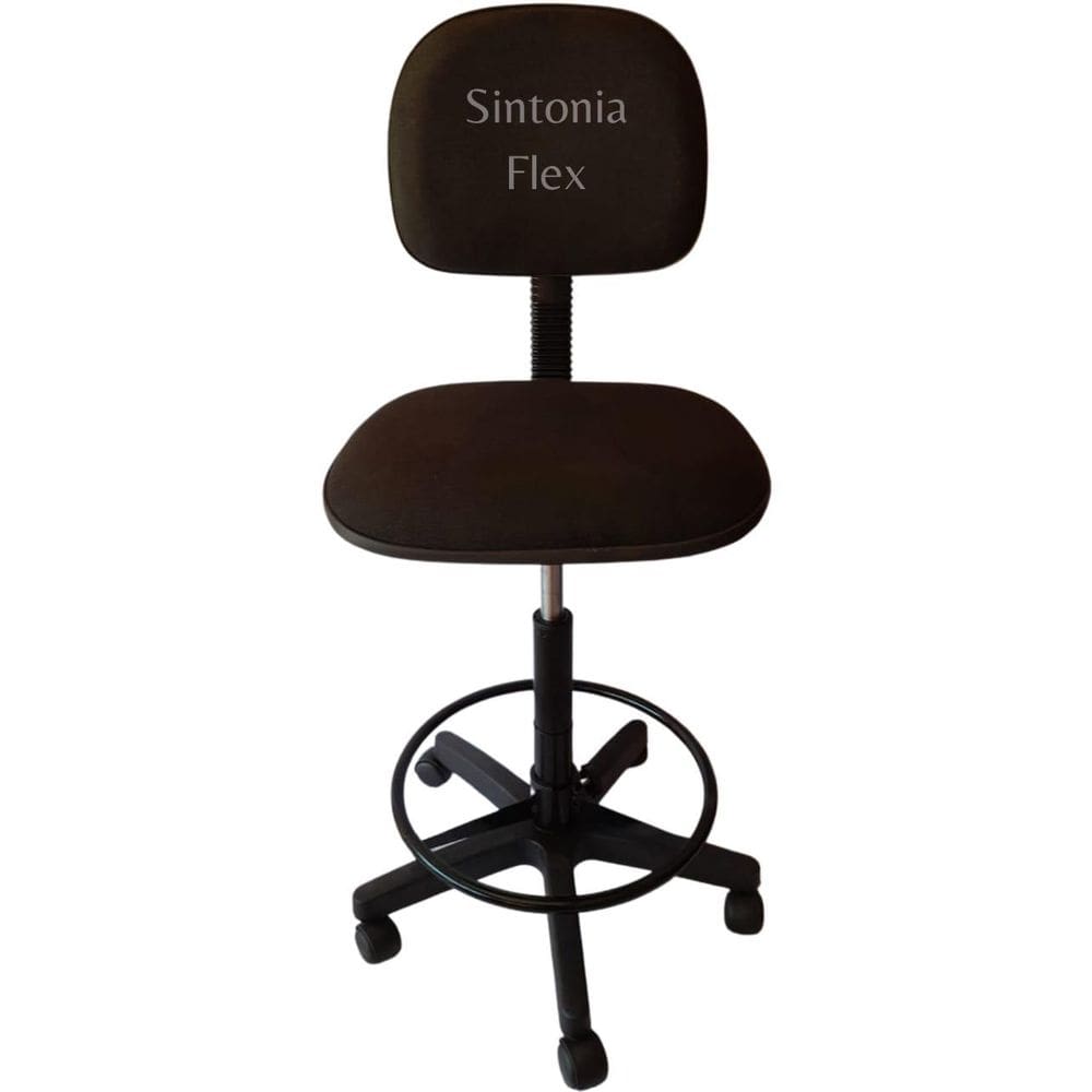 Cadeira Caixa Alta Aro E Rodízio Preto Pra Recpçao Balcao