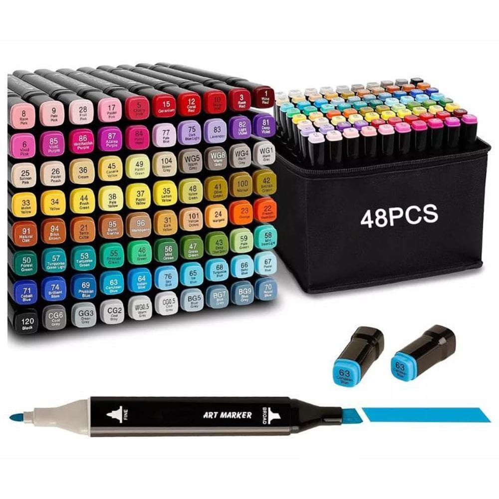 Conjunto De Canetas De Aquarela Ponta Dupla 48 Peças