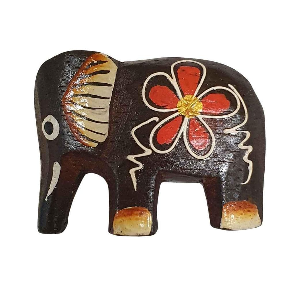 Imã Elefante De Madeira Balsa Marrom 5Cm