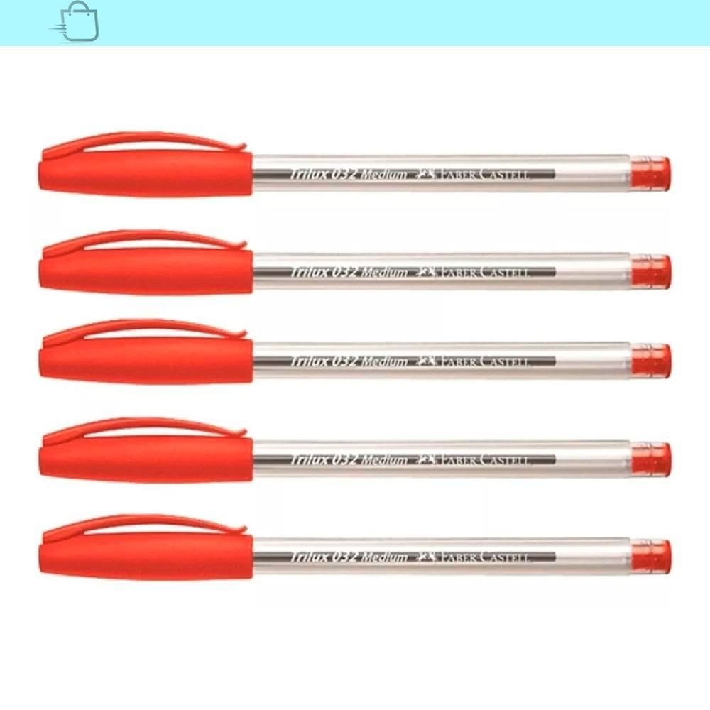 Kit Caneta Trilux 032 Faber-Castell Vermelha 5 Unidades