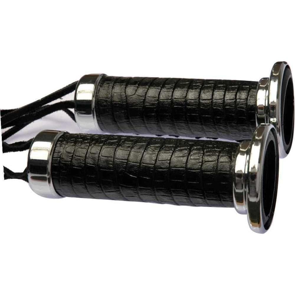 Manopla Para Motos Custom Couro Preto 25Mm 1 Universal