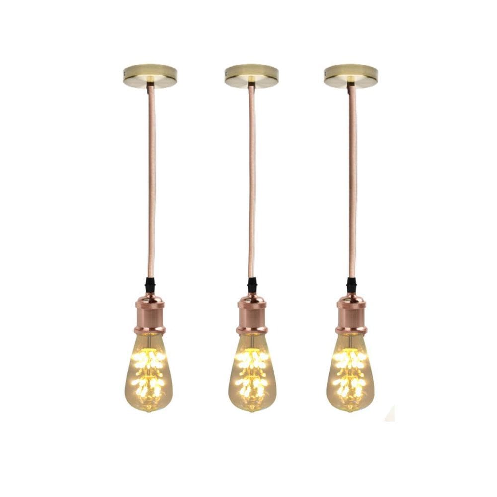 Kit 3 Pendentes Com Lâmpada Led Vintage Pêra Luz Amarela
