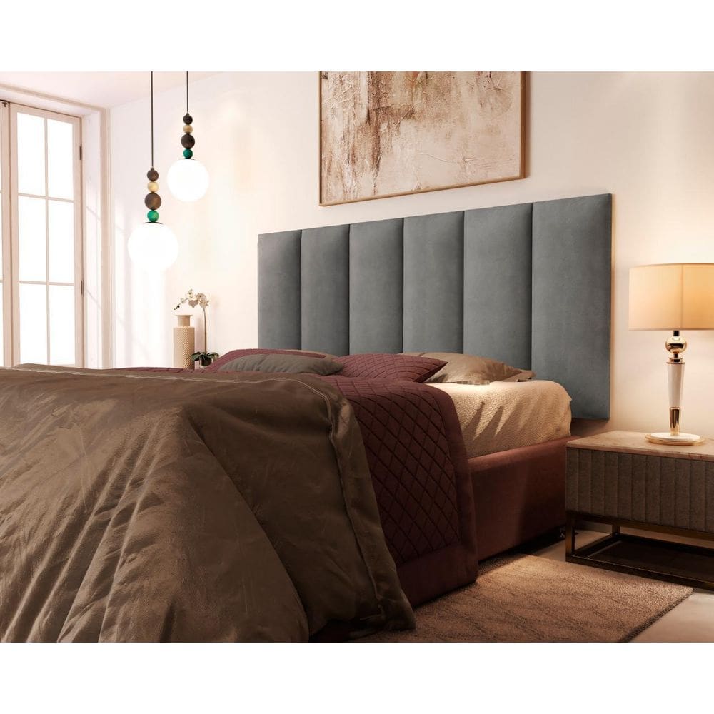 Painel Cama Box Solene Queen 1,60 Tecido Suede Cinza