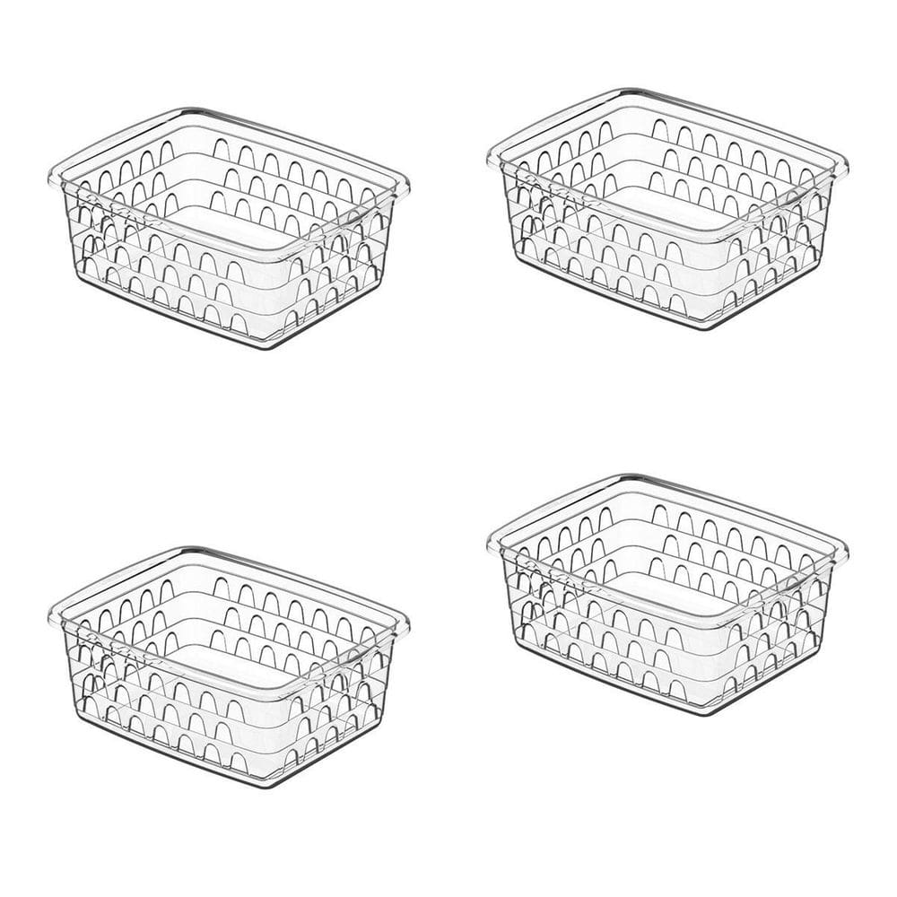 Kit 4 Cesto Caixa Organizadora Multiuso Pequeno Transparente