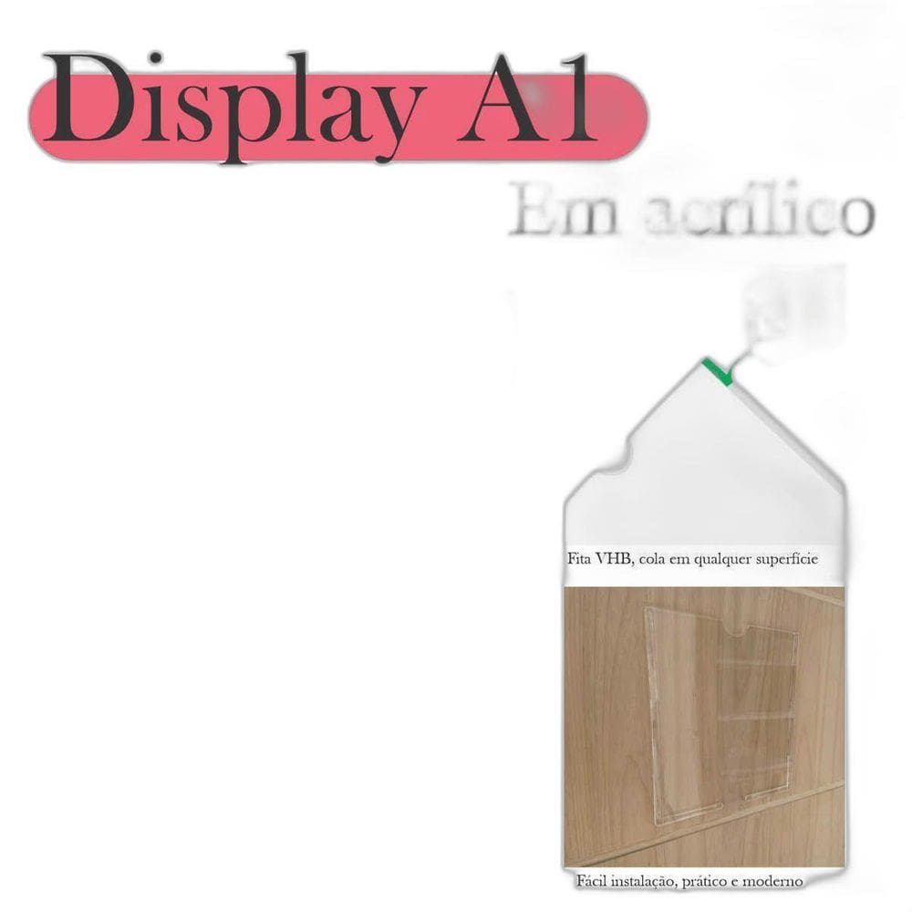 Display Parede Quadro Avisos Porta Folhas A1 Acrílico Horiz