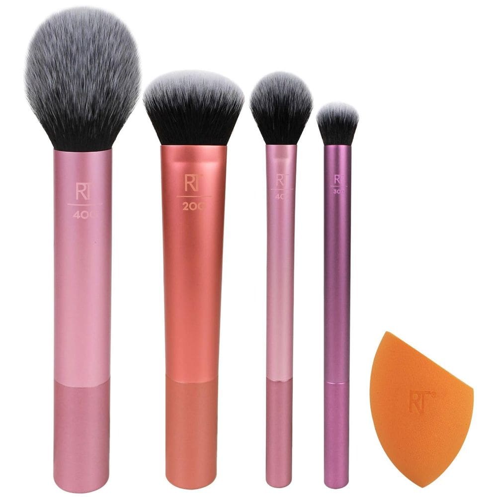 Conjunto de pincéis de maquiagem Real Techniques com liquidificador de esponja x5