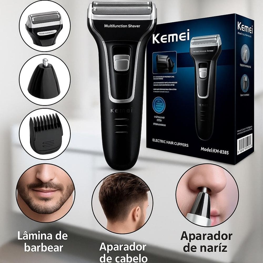 Kemei 3 Em 1 Sem Fio Para Barba E Nariz