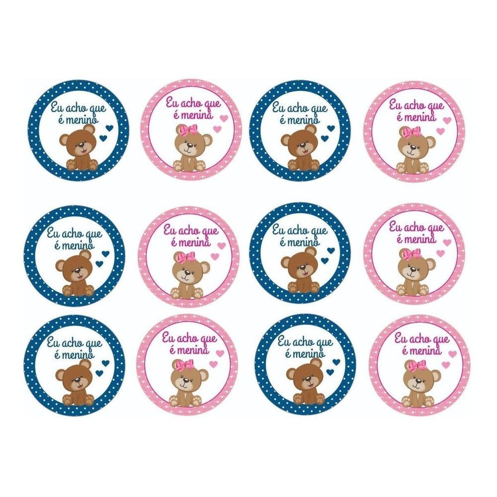 100 Adesivos Personalizados Chá Revelação - Menino E Menina