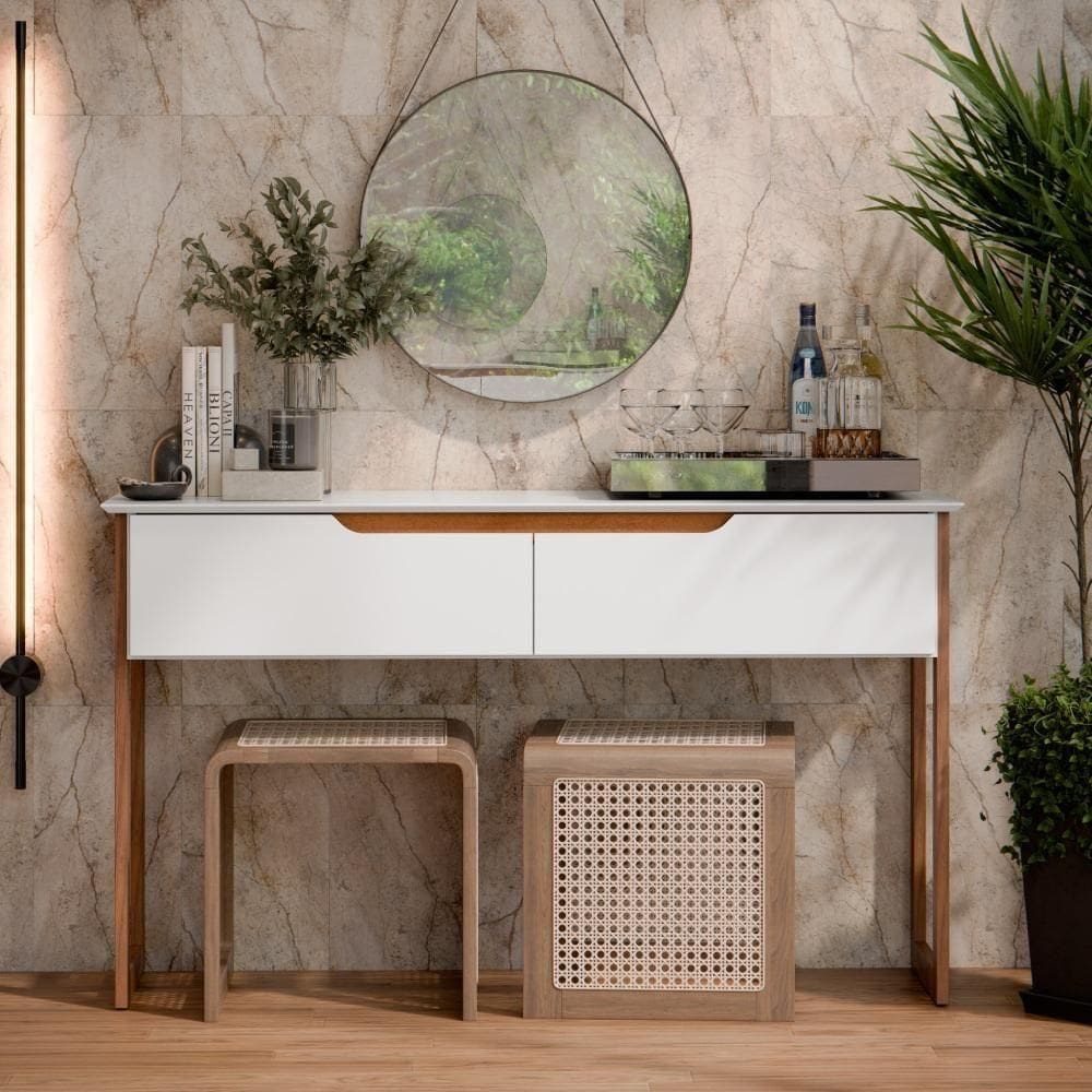 Aparador Eros Flow 2 Portas Para Sala De Jantar Branco-freijó