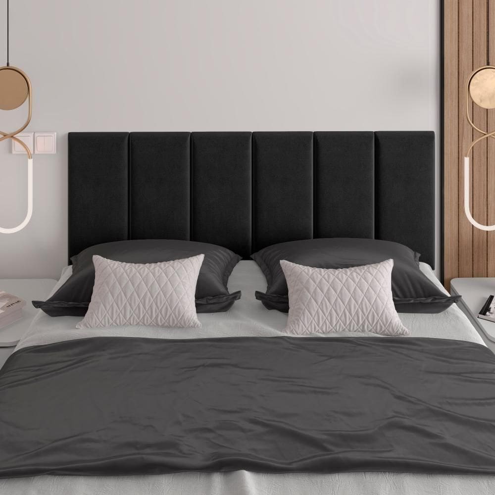 Cabeceira Almofadada Queen 160 Cm Paris - Suspensa Suede Mdf Preto - Movelove