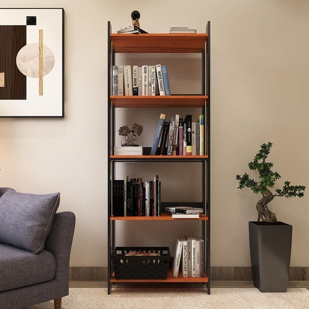 Estante Livreiro Multiuso Organizador De Livros Com 5 Prateleiras Preto-nature Preto-nature