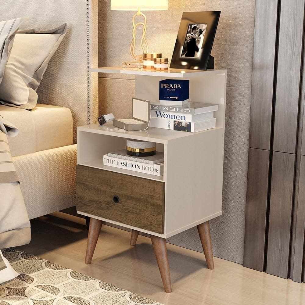 Mesa De Cabeceira Euro - Mdp 1 Gaveta Pintura Uv Freijó - J3 Móveis