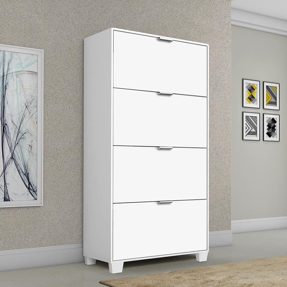 Sapateira Berlim - Mdp 4 Portas Com Pés De Madeira Branco - Rede Móveis