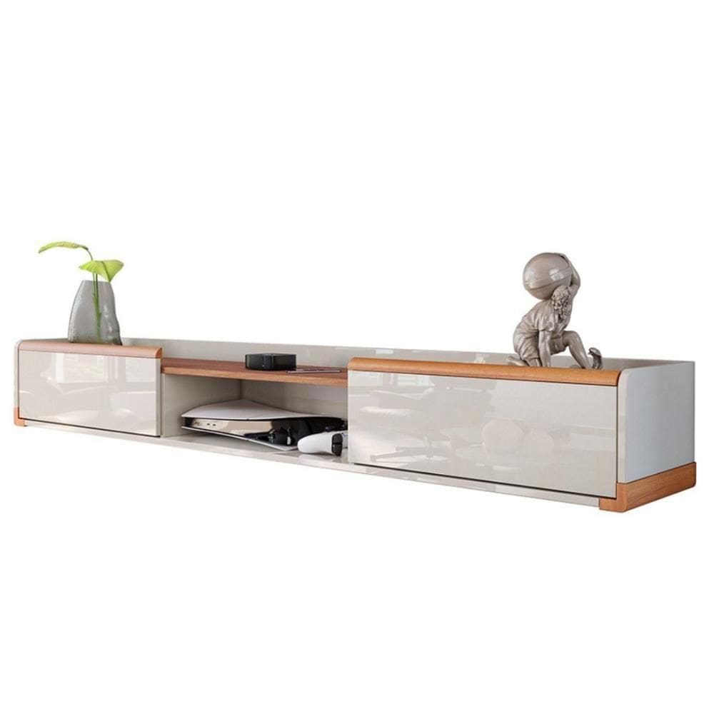 Rack Suspenso Atlas Sala De Estar-quarto - Lukaliam Móveis - Off White Perolizado-jequitiba