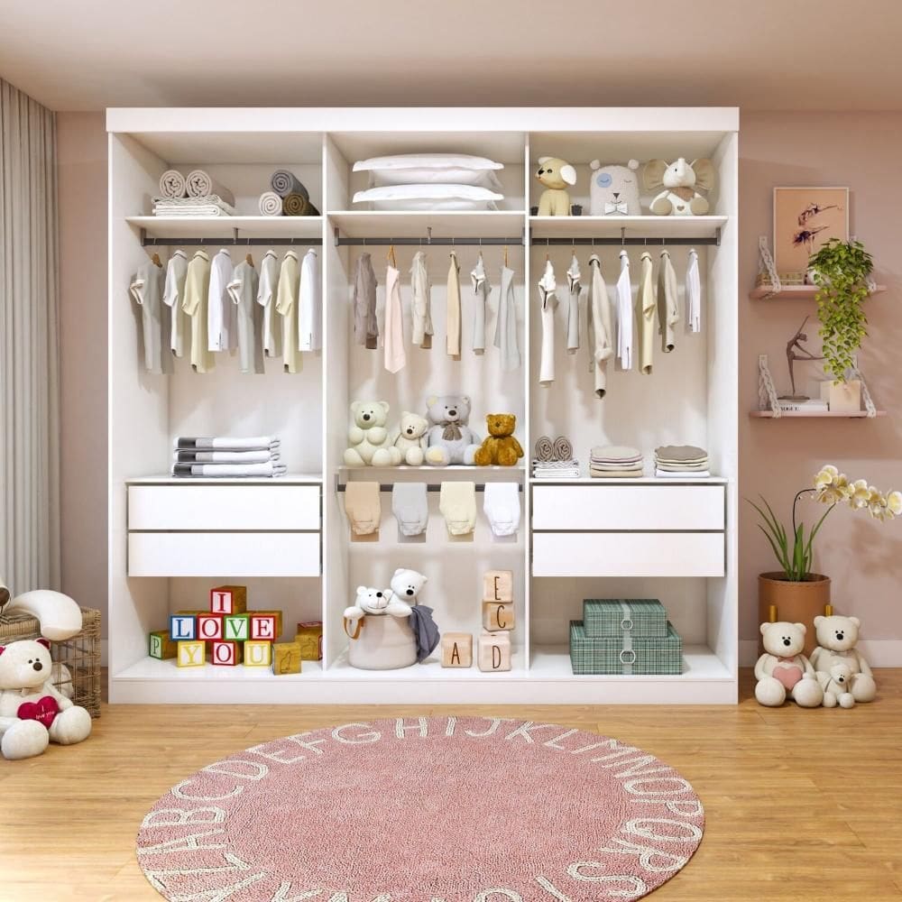 Closet Infantil sem Portas 4 Gavetas Isadora Branco