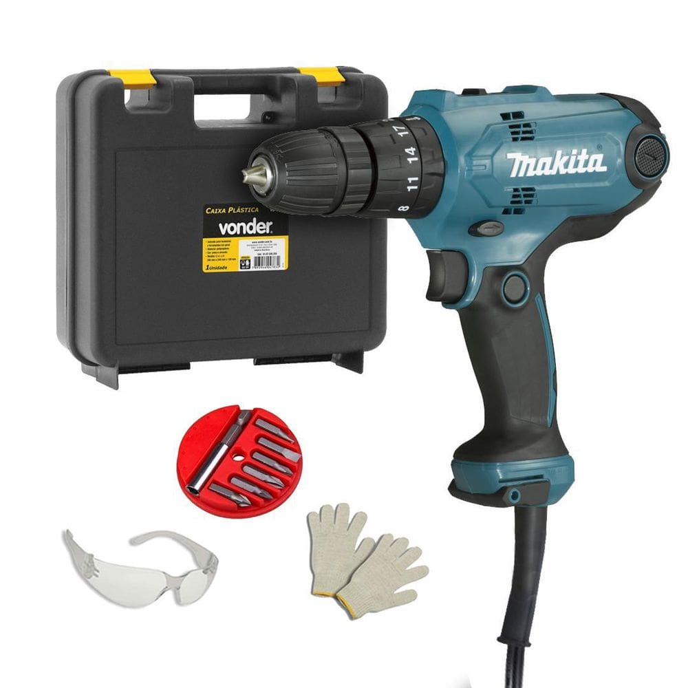 Furadeira Parafusadeira Impacto 3/8 320W + Acessórios 110V