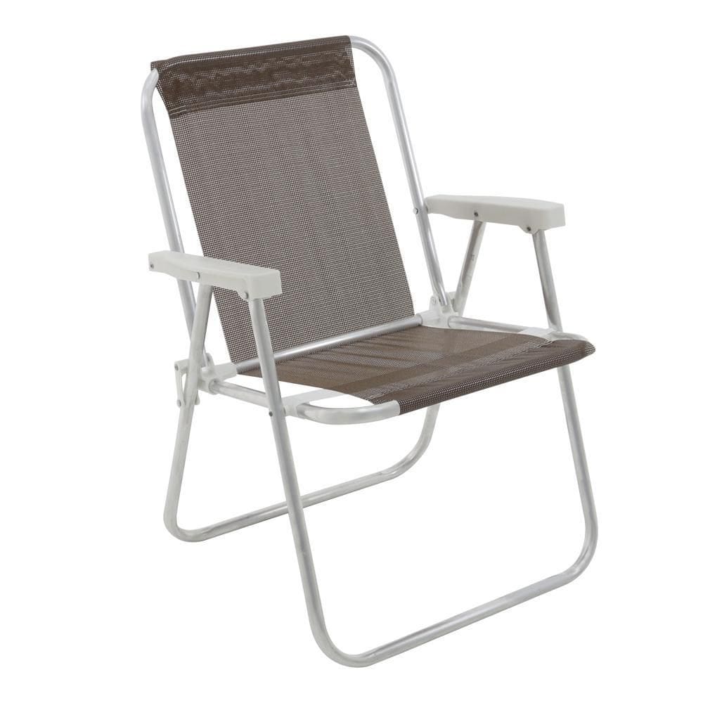 Cadeira Praia Alta Alumínio 110Kg Lazy Bel - Marrom