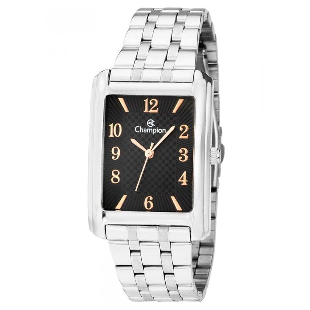 Relógio CHAMPION masculino analógico prata preto CN20373T