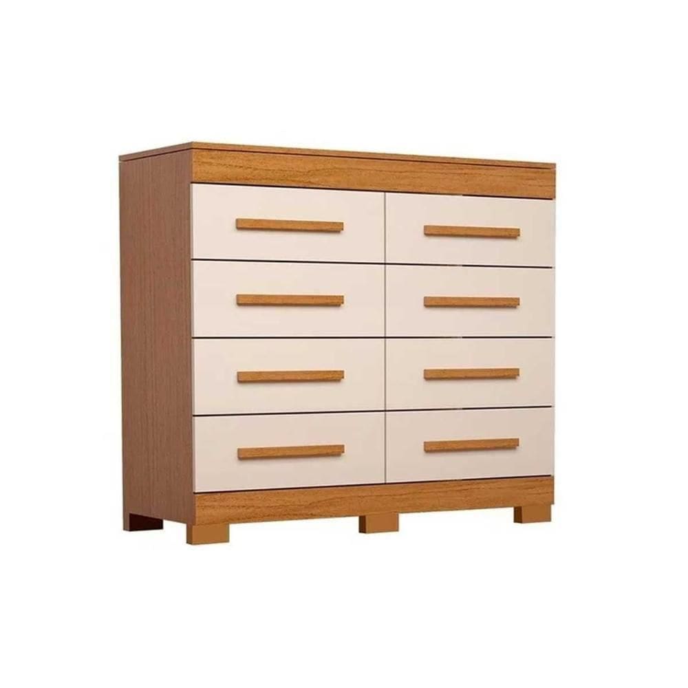 Cômoda De Quarto Nalu C- 8 Gavetas Cinamomo-off White - Acp