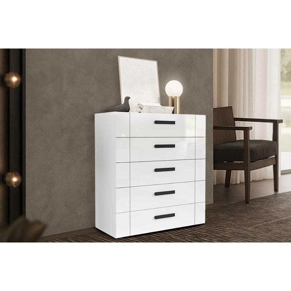 Cômoda De Quarto Lisboa C- 5 Gavetas Branco - Politorno