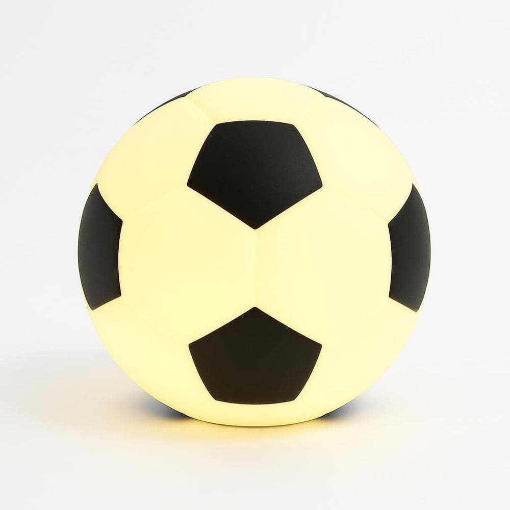 Luminária Abajur De Mesa Grande Bola De Futebol Preto