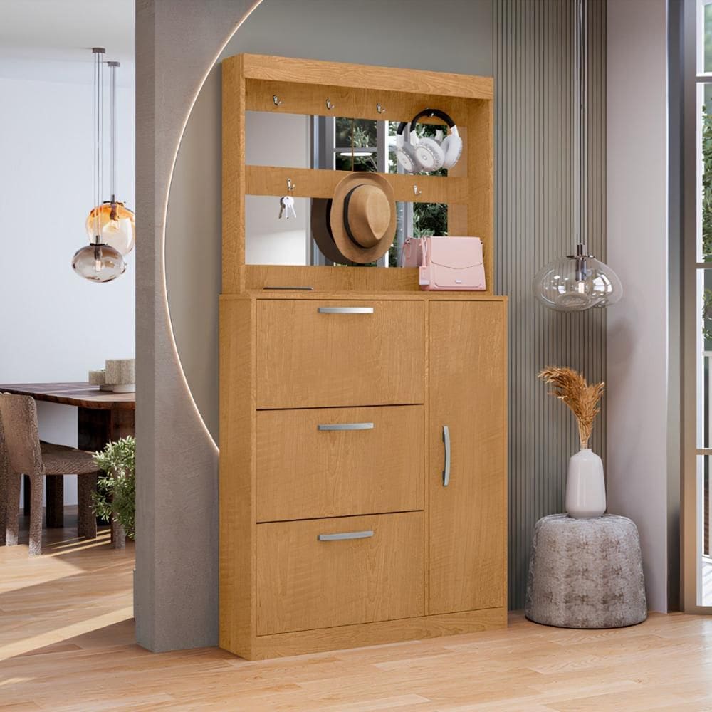 Sapateira com Espelheira Porta-Objetos Manu Naturalle