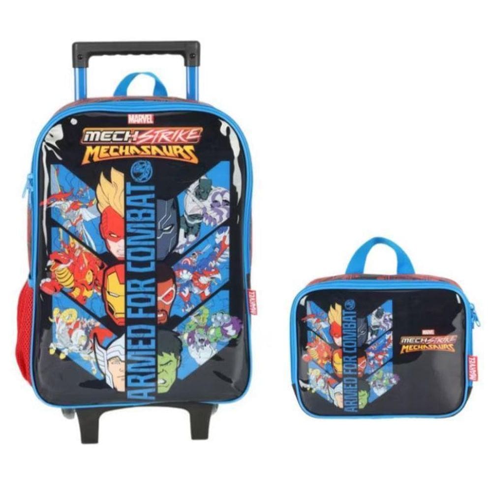 Kit Mochila De Rodinha + Lancheira Luxcel Heróis Marvel