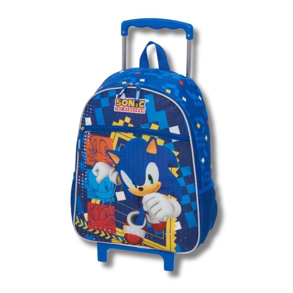 Mochila Rodinhas Sonic Azul Infantil Meninos Escolar Passeio