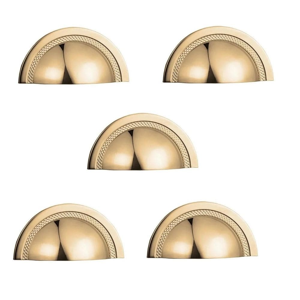 Kit 5 Puxador Shell Zen 64Mm Gold Dourado Brilhante