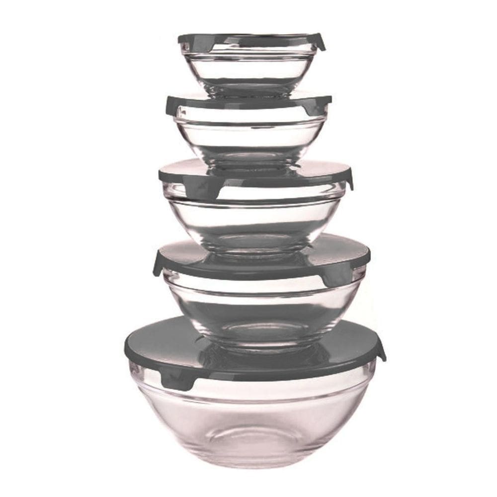 Conjunto Tigela Vidro Bowl Marmita Tampa 5 Peças Herméticos