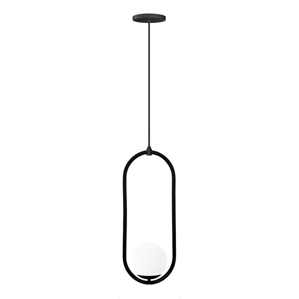 Lustre Luminária Pendente Oval Globo Preto