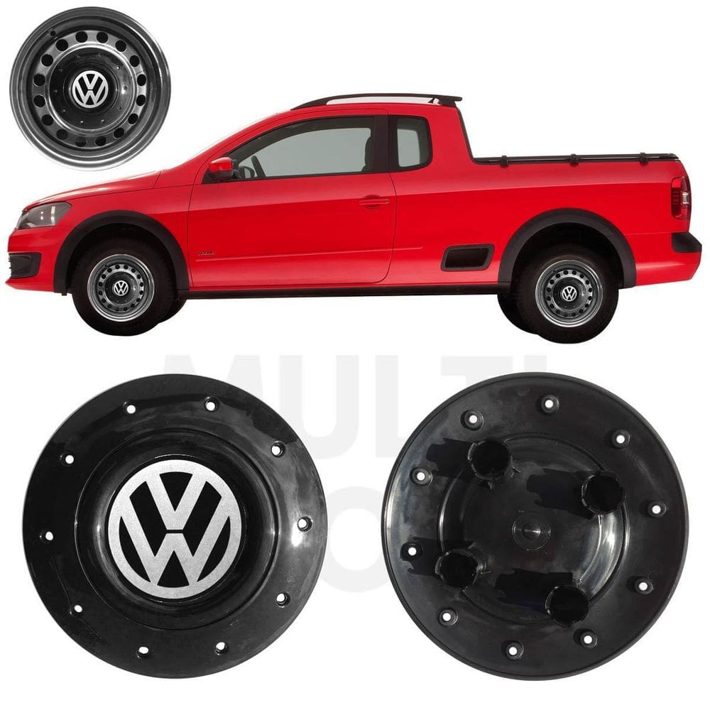 1X Calota Centro Roda Ferro Aro 14 Vw Saveiro G5 G6 G7 Preto