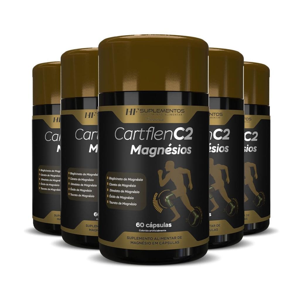 5X Cartflen C2 5 Tipos De Magnésios 60Caps Hf Suplementos