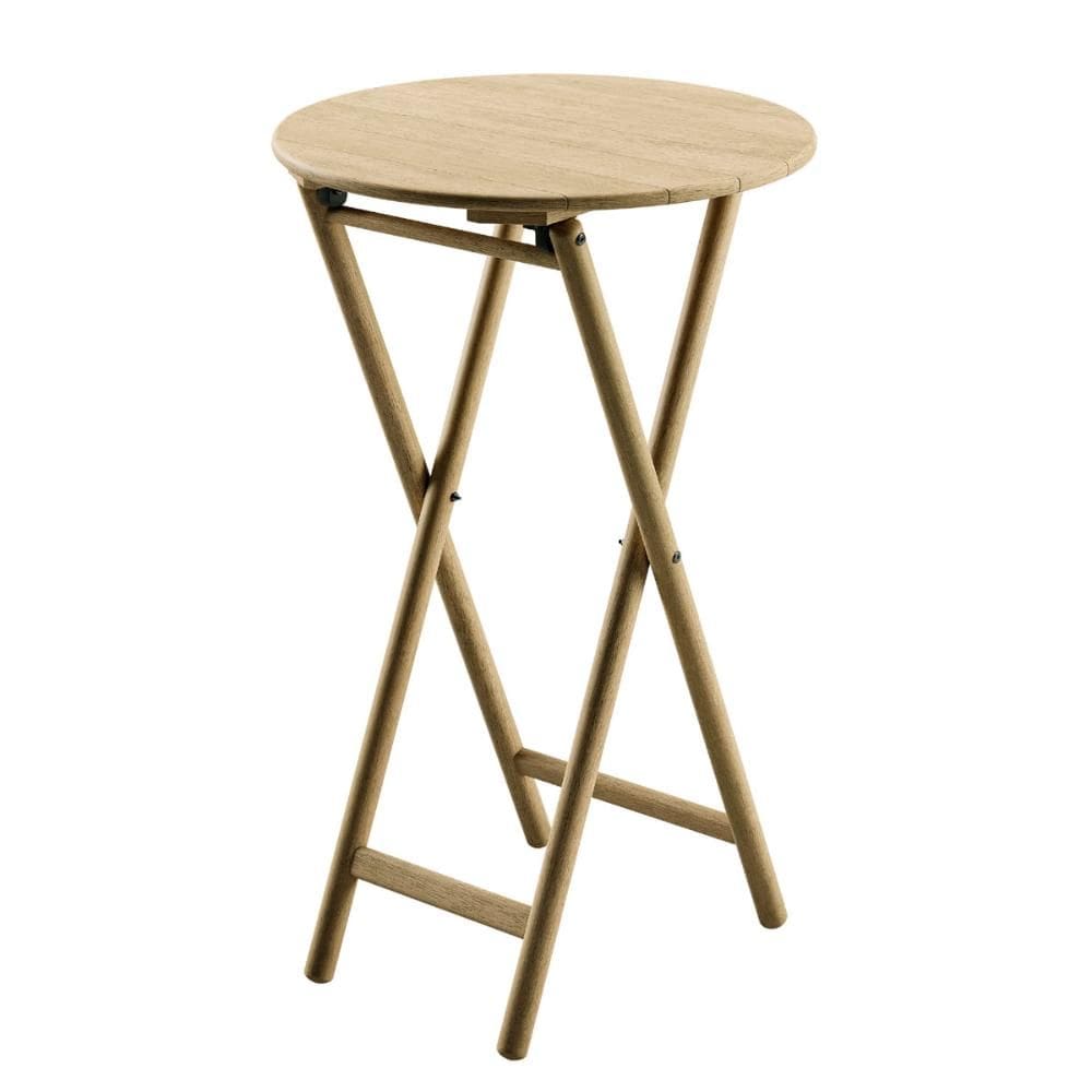 Mesa Dobrável Redonda Alta Tramontina Bossa 60x96 cm em Madeira Tauari Natural