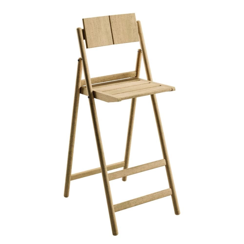 Banqueta Dobrável Alta com Encosto Tramontina Bossa em Madeira Tauari Natural