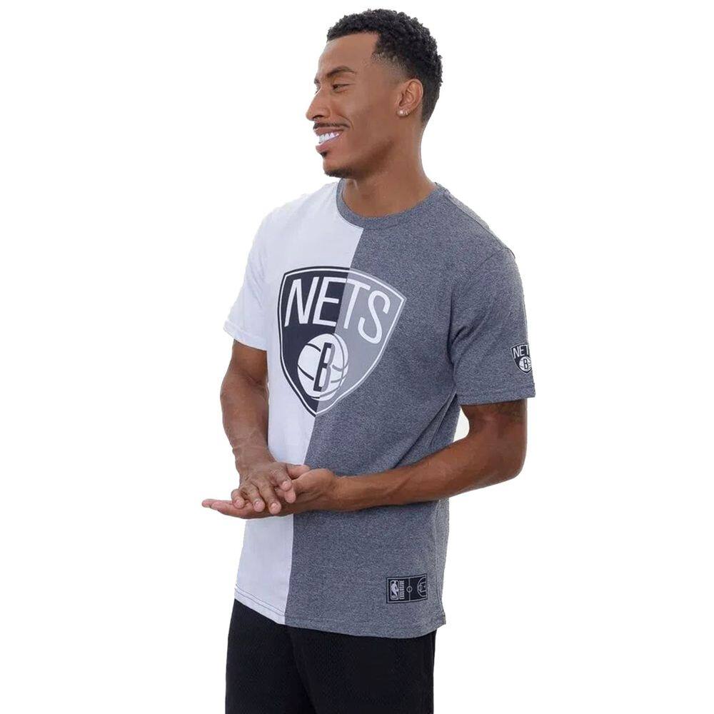 Camiseta NBA Brooklyn Nets Cinza Meia Mescla Grafite