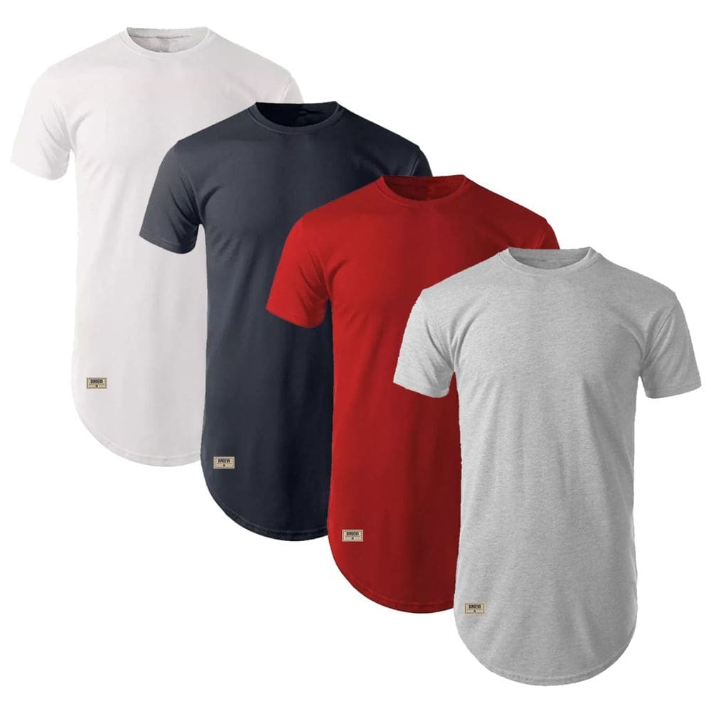 Kit Camisas Longline Masculina Básica 4 Unidades