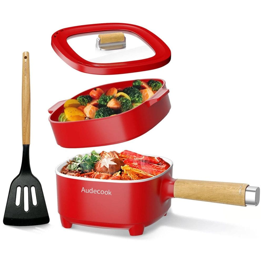 Audecook Hot Pot Electric 2L: Panela Elétrica Multifuncional com Revestimento Antiaderente, Ideal para Cozinhar de Forma Saudável e Prática