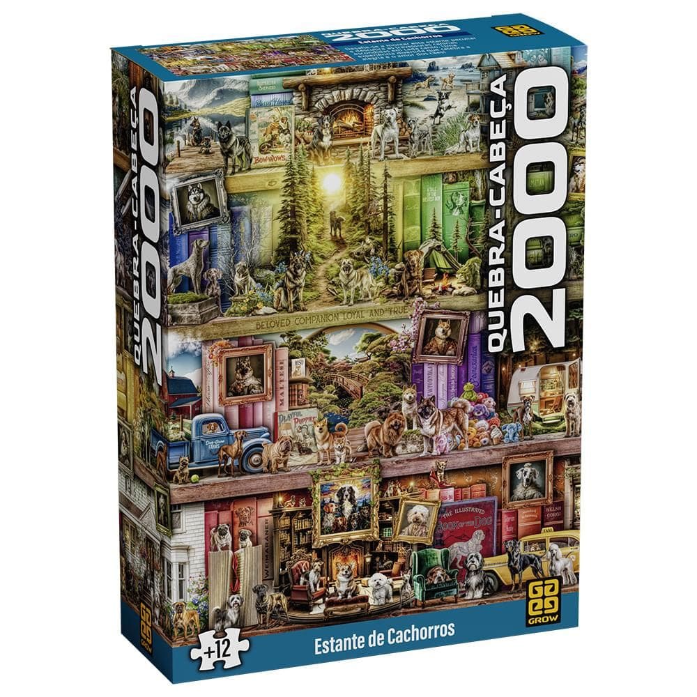 Quebra-cabeça 2000 peças Estante de Cachorros