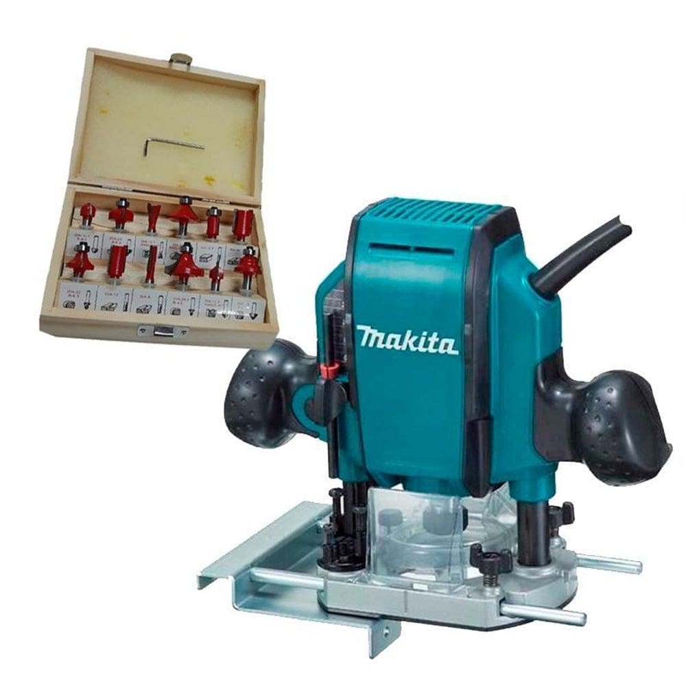 Tupia Coluna Makita 900W Rp0900 220V + Jogo Fresas Madeira