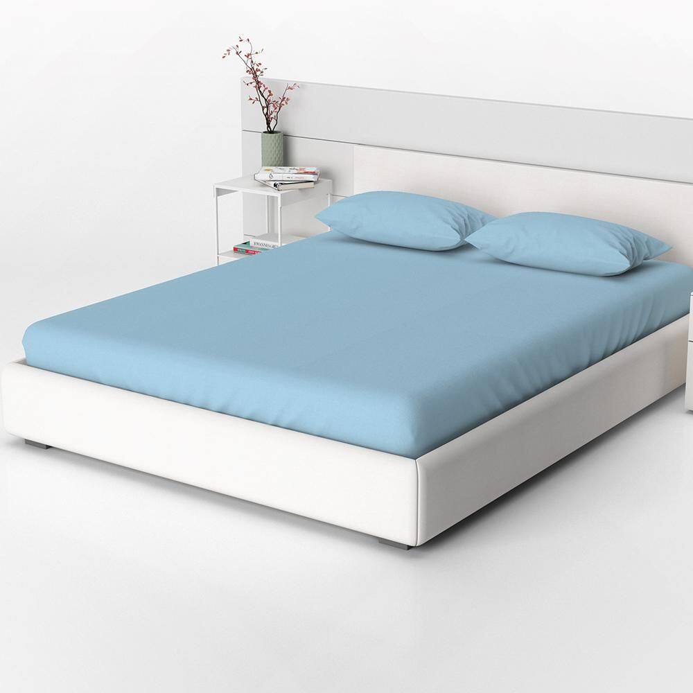 Lençol Acácia Queen Liso Avulso com Elástico Azul Claro